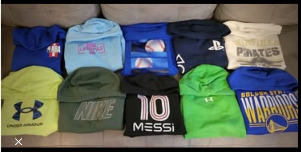 Unisex Youth 10/12 Hoodie Lot (BSBL Lifestyle, Nike, Under Armour, Messi, NBA..